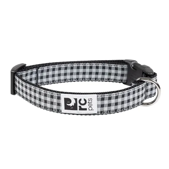 Collar Canine Rc Clip Adjustable Black Gingham - 3/4in X 9in -13in