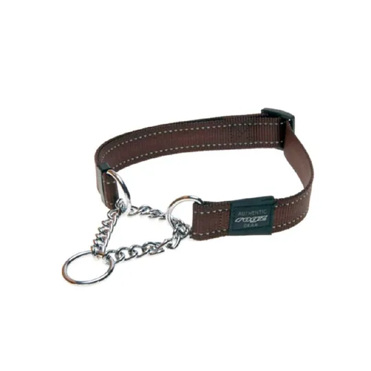Rogz Lumberjack Obedience Half Check Chocolate - 1in X 18-27.5in