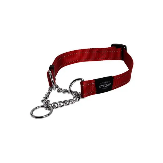 Collar Canine Rogz Snake Obedience Half Check Red - 5/8in X 12-18in