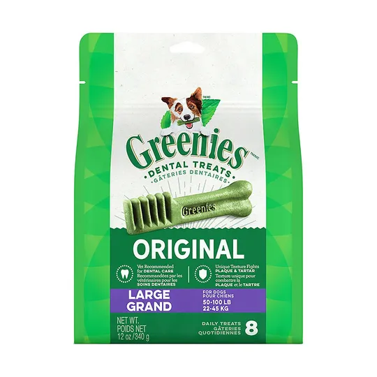 Greenie Canine Dental Treat Original 12 oz Pak Large - 8/Bag