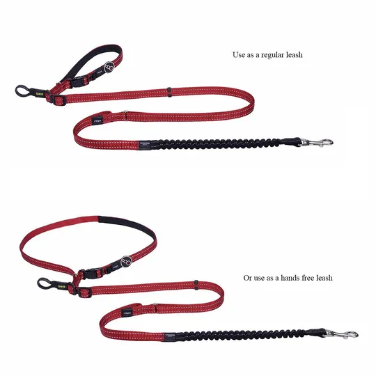 Lead Canine Rogz Utility Hands Free Red - 1in X 4.9 - 6.9ft