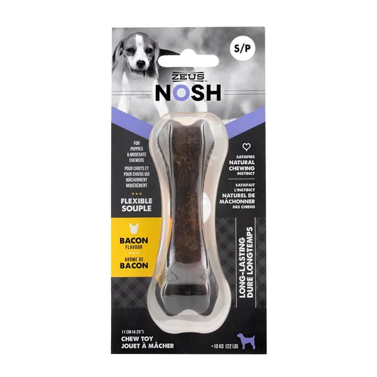 Zeus Nosh Puppy Flexible Nylon Chew Bone Bacon -4.25 in