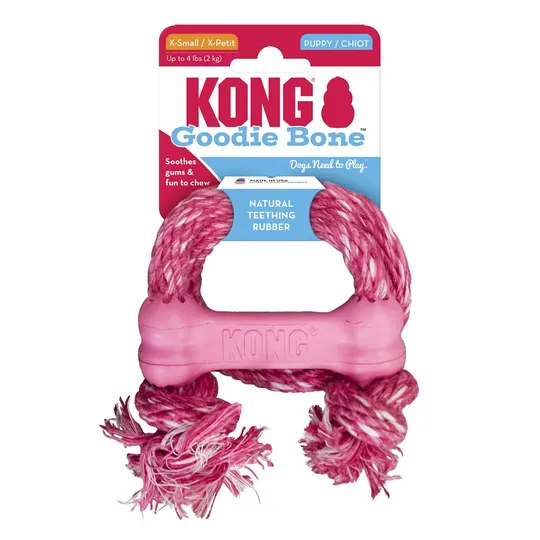 Kong Puppy Goodie Bone with Rope - X Small