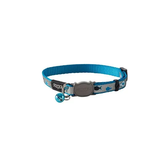 Collar Feline Rogz Break Away Reflectocat Adjustable Blue Fish - 1/4in X 6-9in