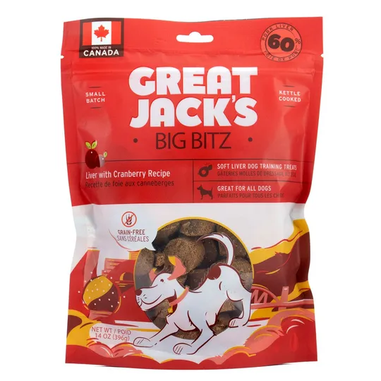 Great Jacks Soft/Chewy Big Bitz Pork Liver & Cranberry - 396 g/14oz