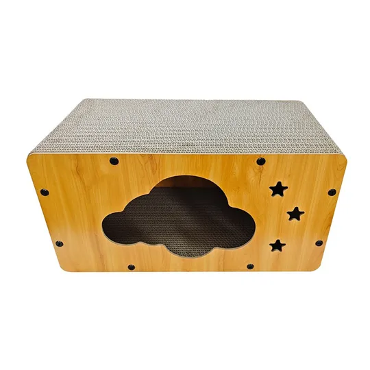 Toy Cat Simons Corrugated Luxe Cat Chateau with Catnip - Cloud