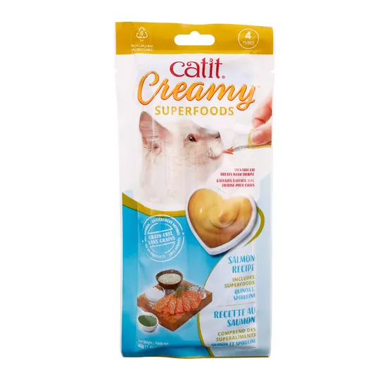 Catit Creamy Superfood Salmon Recipe with Quinoa And Spirulina - 4 X 10 g