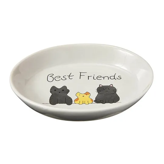 Bowl Feline Ceramic Best Friends Oval Dish - 6in