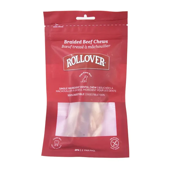 Rollover Braided Beef Chews 6.5 in - 2/Pk