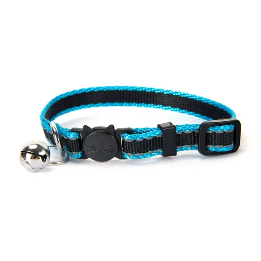 Collar Feline Simon's Nylon Snag Free Breakaway Adjustable - Reflective Blue