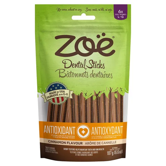 Zoe Natural Dental Chew Sticks Antioxidant Cinnamon Flavour Large - 187 g/6.6 oz