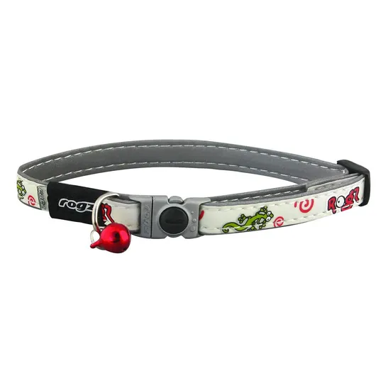Collar Rogz Break Away Glowcat Adjustable Beige with Gecko's - 3/8in X 8-12in