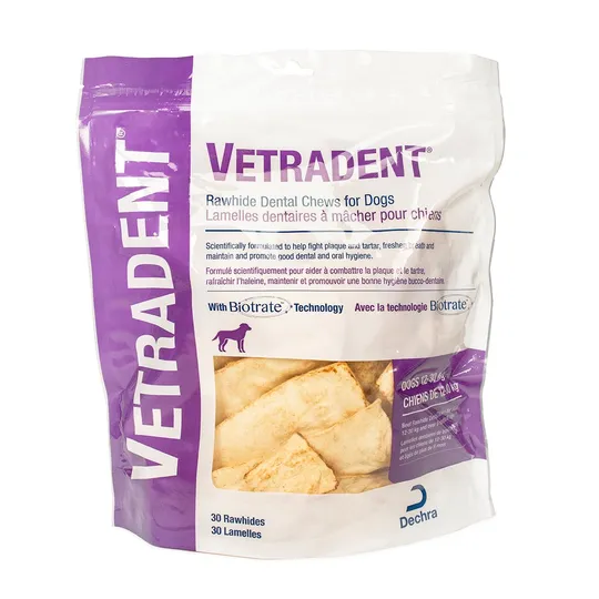 Vetradent Rawhide Dental Chews Large Between 12 kg And 30 kg - 30 s