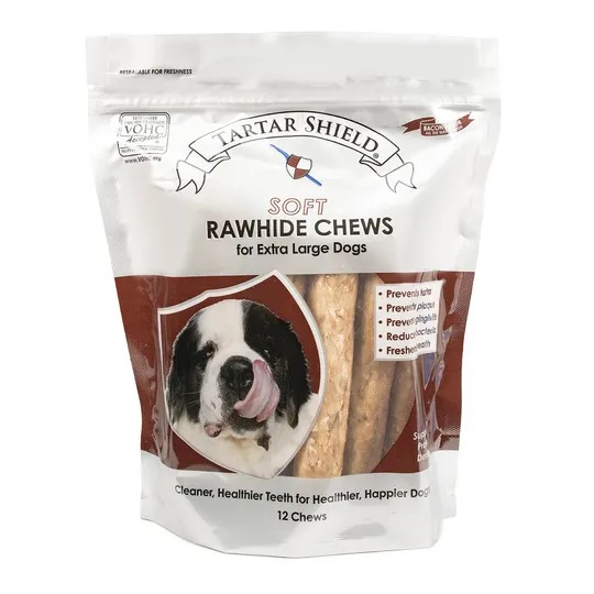Tartar Shield Soft Rawhide Chew - Xlarge 12 Count Pouch