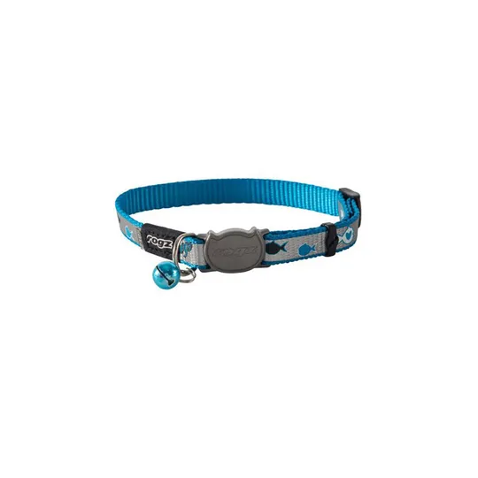 Collar Feline Rogz Break Away Reflectocat Adjustable Blue Fish - 3/8in X 8-12in