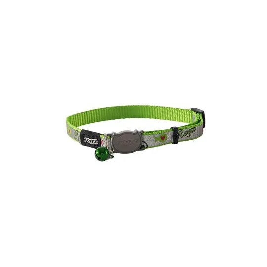 Collar Feline Rogz Break Away Reflectocat Adjustable Lime Fish - 1/4in X 6-9in