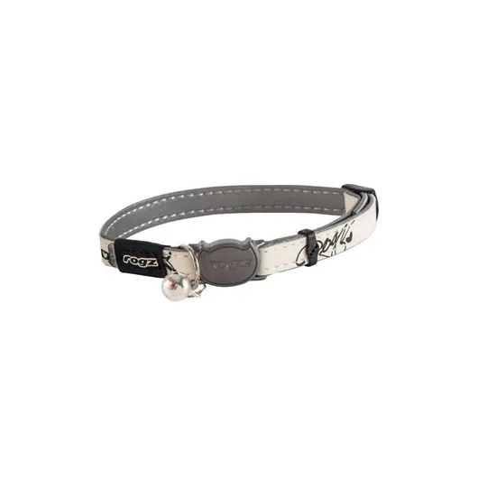 Collar Rogz Break Away Glowcat Adjustable Beige with Cats - 3/8in X 8-12in