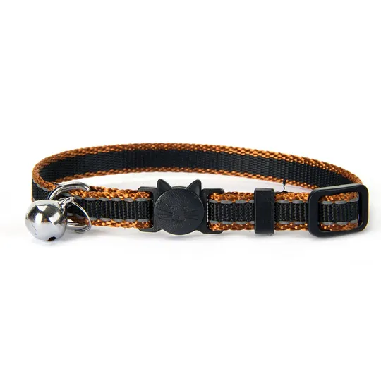 Collar Feline Simon's Nylon Snag Free Breakaway Adjustable - Reflective Gold