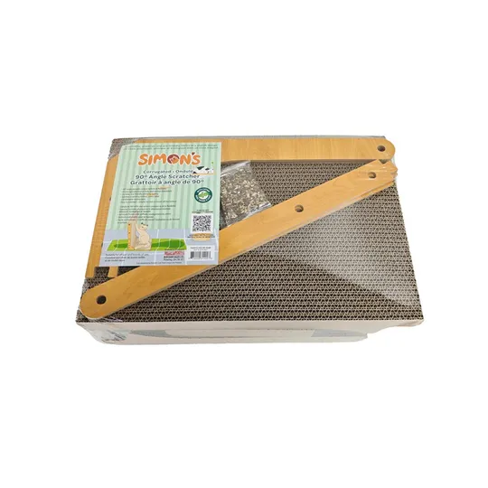 Toy Cat Simons Corrugated Luxe 90 Angle Scratcher with Catnip And Ball