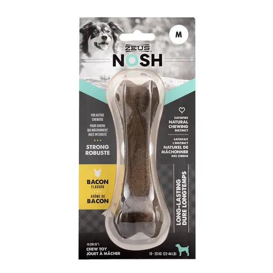 Zeus Nosh Puppy Flexible Nylon Chew Bone Bacon - 6 in