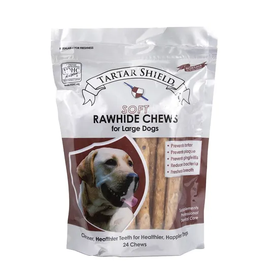 Tartar Shield Soft Rawhide Chew - Large 24 Count Pouch