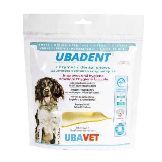 Ubadent Enzymatic Dental Chews For Small/Med Dogs - 18 s