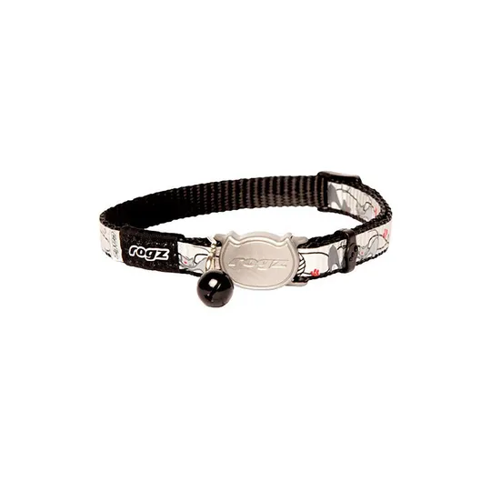 Collar Feline Rogz Break Away Reflectocat Adjustable Black Cat - 3/8in X 8-12in