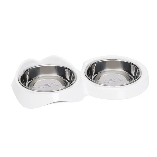 Bowl Cat Catit Pixi Double Diner White - 2 X 200ML/6.8OZ