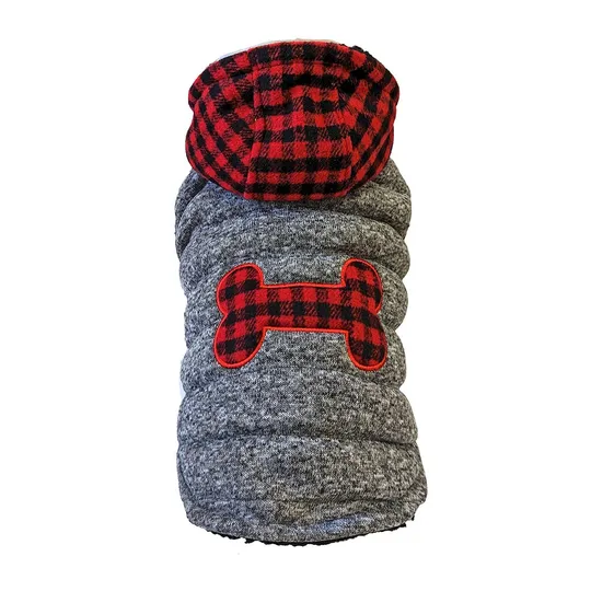 Coat Canine Buffalo Plaid Gray - Medium