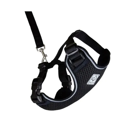 Lead And Harness Combo Feline Rc Adventure Kitty Large - Black