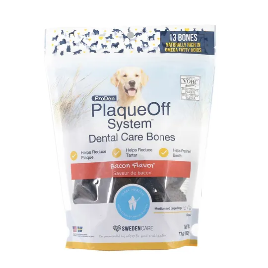 Plaqueoff Dental Bones Natural Bacon - 17 oz / 482 g