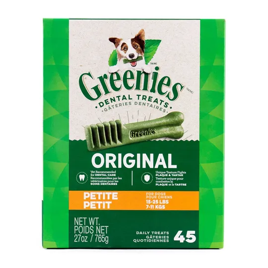 Greenie Canine Dental Treat Original 27 oz Monster Pak Petite - 45/Tub