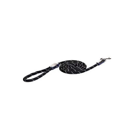 Lead Canine Rogz Rope Long Fixed Black - 1/2in X 6ft