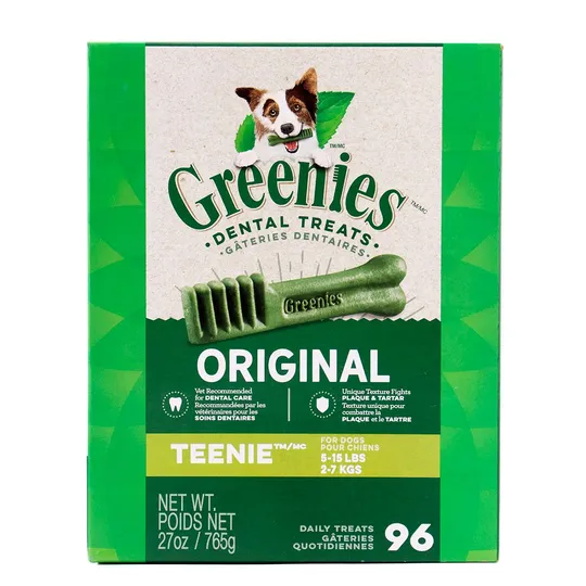 Greenie Canine Dental Treat Original 27 oz Monster Pak Teenie - 96/Tub