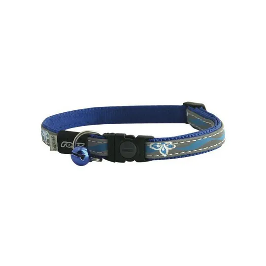 Collar Rogz Break Away Nightcat Adjustable Grey/Blue Flower - 3/8in X 8-12in