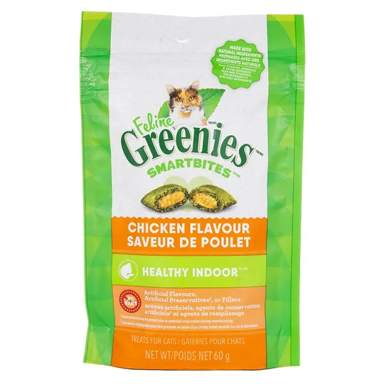 Greenie Feline Treat Smartbites Healthy Indoor Chicken- 2.1 oz / 60 g
