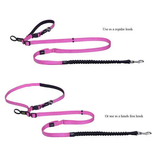 Lead Canine Rogz Utility Hands Free Pink - 1in X 4.9 - 6.9ft