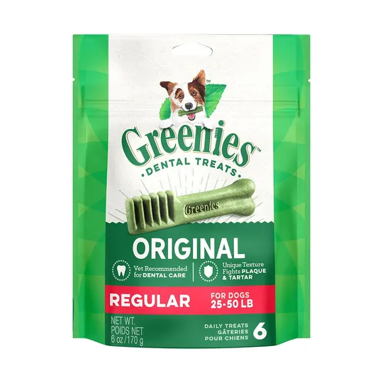 Greenie Canine Dental Treat Original 6 oz Mini Pak Regular - 6/Bag