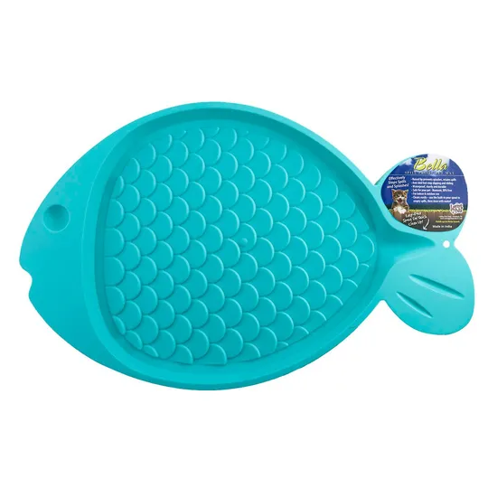 Bella Spill Proof Cat Fish Shaped Mat - Green