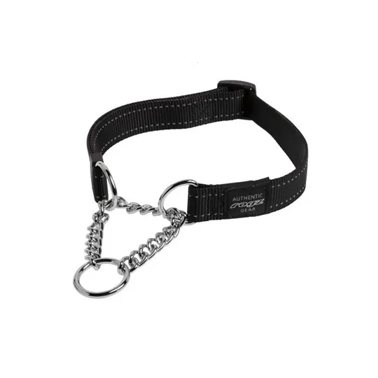 Rogz Lumberjack Obedience Half Check Black - 1in X 18-27.5in