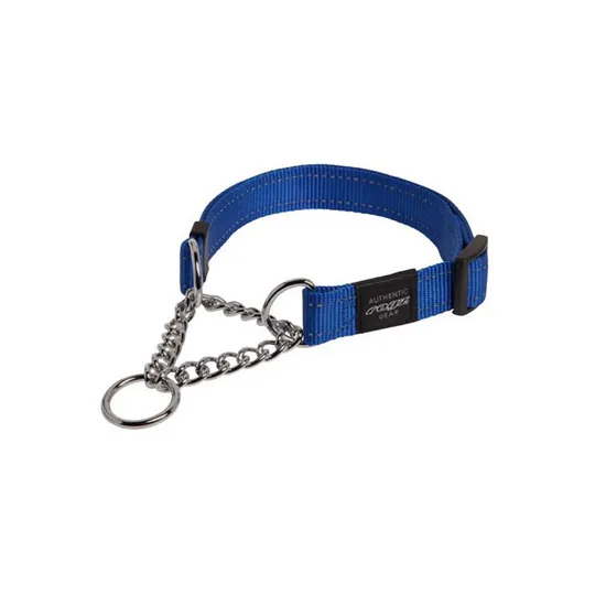 Collar Canine Rogz Snake Obedience Half Check Blue - 5/8in X 12-18in